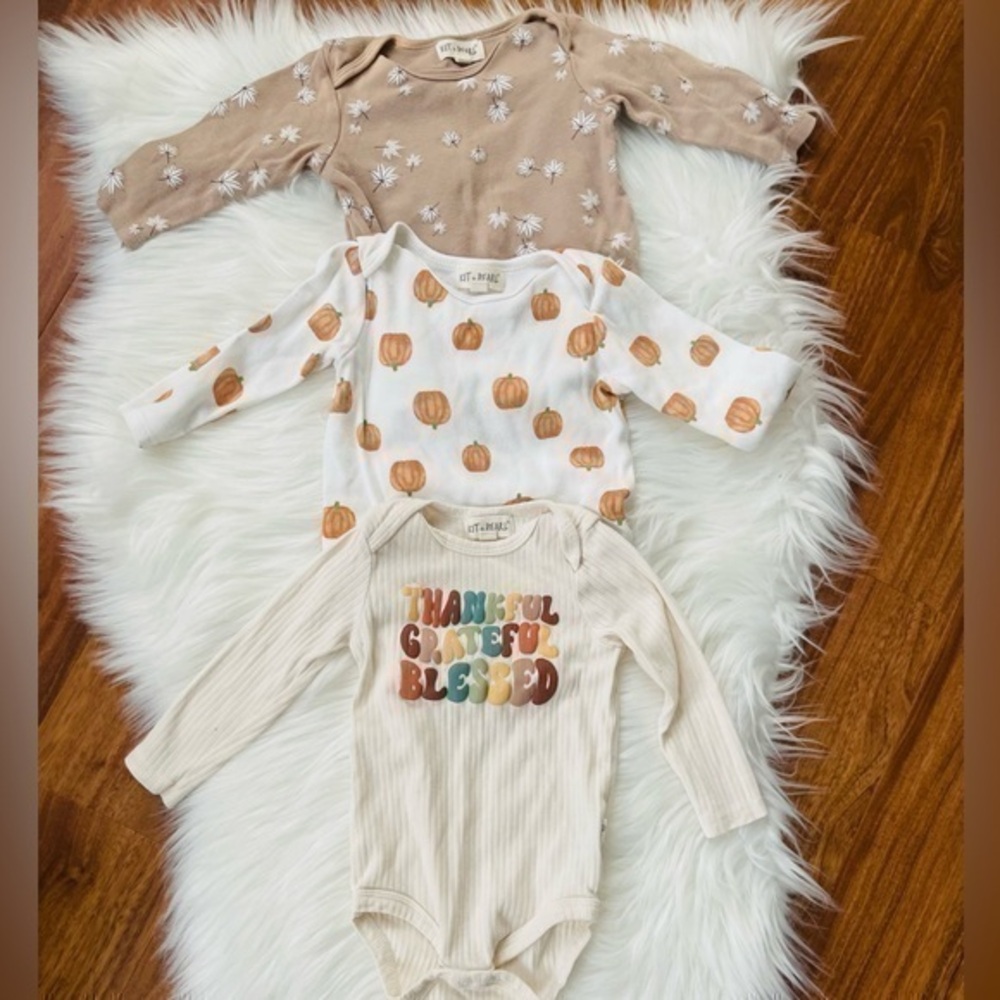 Kit + Pearl Baby Long Sleeve Onsies Set of 3 Size 12 months
